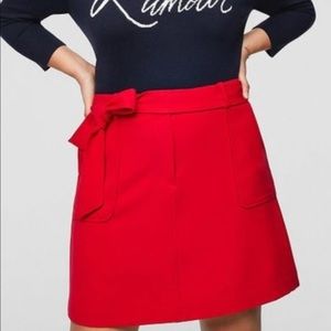LOFT Crimson Red Tie Waist Pocket Skirt
